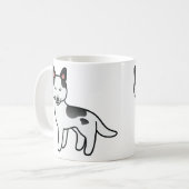 Black Piebald Cartoon Siberian Husky Kaffeetasse (Vorderseite Links)