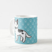 Black Piebald Cartoon Siberian Husky Kaffeetasse (Vorderseite Links)