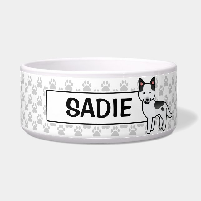 Black Piebald Cartoon Siberian Husky Napf (Vorderseite)