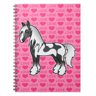 Black Piebald Cartoon Sinti und Roma Vanner Shire Notizblock