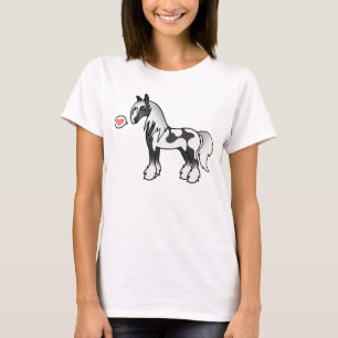 Black Piebald Cartoon Sinti und Roma Vanner Shire T-Shirt