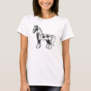 Black Piebald Cartoon Sinti und Roma Vanner Shire T-Shirt