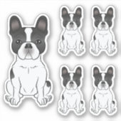 Black Piebald French Bulldog / Französischer Niedl Aufkleber (Vorderseite)