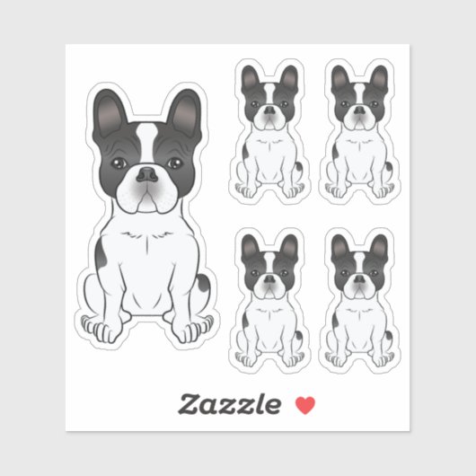 Black Piebald French Bulldog / Französischer Niedl Aufkleber (Blatt)