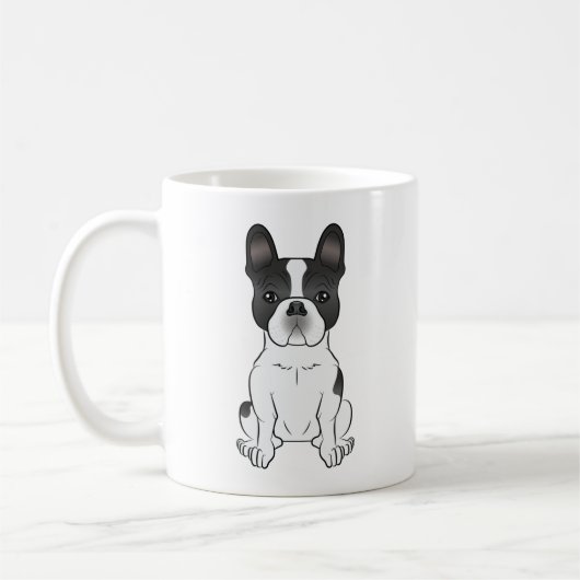 Black Piebald French Bulldog / Französischer Niedl Kaffeetasse (Links)