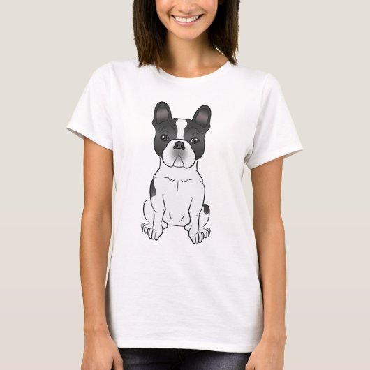 Black Piebald French Bulldog / Französischer Niedl T-Shirt (Vorderseite)