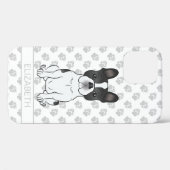 Black Piebald French Bulldog / Frenchie Dog & Name Case-Mate iPhone Hülle (Rückseite (Horizontal))