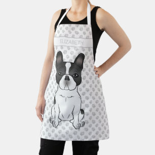 Black Piebald French Bulldog / Frenchie Dog & Name Schürze