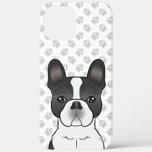 Black Piebald French Bulldog / Frenchie Dog & Paws Case-Mate iPhone Hülle (Rückseite)