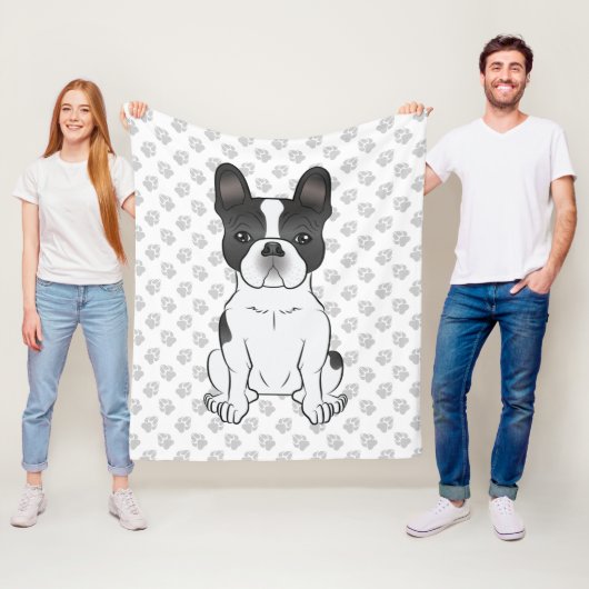 Black Piebald French Bulldog / Frenchie Dog & Paws Fleecedecke (Beispiel)