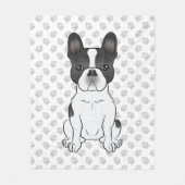 Black Piebald French Bulldog / Frenchie Dog & Paws Fleecedecke (Vorderseite)