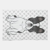 Black Piebald French Bulldog / Frenchie Dog & Paws Geschirrtuch (Horizontal)