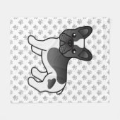 Black Piebald French Bulldog Niedlicher Cartoon Do Fleecedecke (Vorderseite (Horizontal))