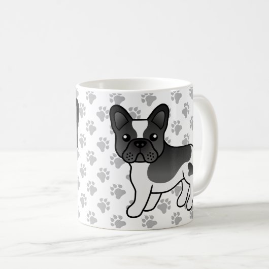 Black Piebald French Bulldog Niedlicher Cartoon Do Kaffeetasse (VorderseiteRechts)