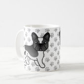 Black Piebald French Bulldog Niedlicher Cartoon Do Kaffeetasse (Vorderseite Links)