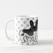 Black Piebald French Bulldog Niedlicher Cartoon Do Kaffeetasse (Links)