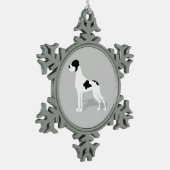 Black Piebald Great Dane Schneeflocken Zinn-Ornament (Links)