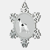 Black Piebald Great Dane Schneeflocken Zinn-Ornament (Rechts)