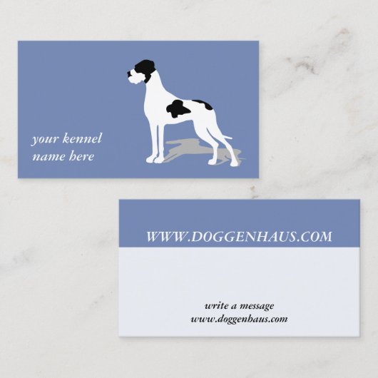 Black Piebald Great Dane Visitenkarte (Vorne/Hinten)