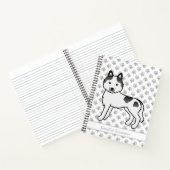 Black Piebald Siberian Husky Cartoon Dog & Text Notizblock (Innenseite)