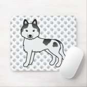 Black Piebald Siberian Husky Niedlich Cartoon Dog Mousepad (Mit Mouse)