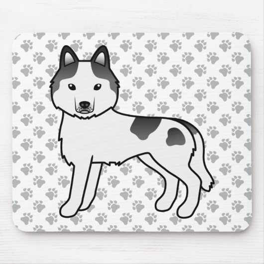 Black Piebald Siberian Husky Niedlich Cartoon Dog Mousepad (Vorne)