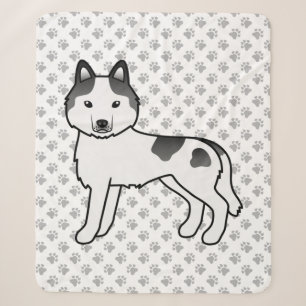 Black Piebald Siberian Husky Niedlich Cartoon Dog Sherpadecke