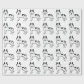 Black Piebald Siberian Husky Niedlich Dog Pattern Geschenkpapier (Flach)