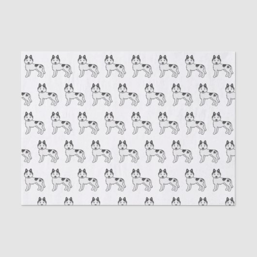 Black Piebald Siberian Husky Niedlich Dog Pattern Seidenpapier (Vorderseite)