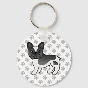 Black Pied French Bulldog Cute Cartoon Dog Schlüsselanhänger