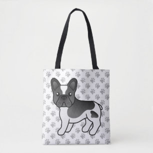 Black Pied French Bulldog Niedlich Cartoon Dog Tasche