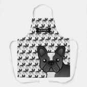 Black Pied French Bulldog Niedlicher Cartoon Dog & Schürze (Vorderseite)