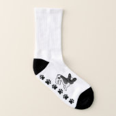 Black Pied French Bulldog Niedlicher Cartoon Dog & Socken (Links - Innen)