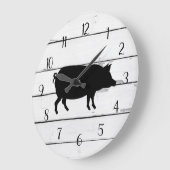 Black Pig Shiplap Farmhouse Decor Große Wanduhr (Winkel)