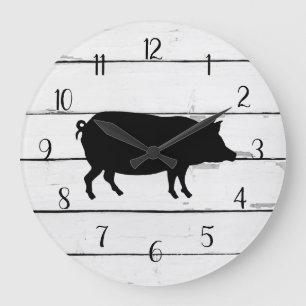 Black Pig Shiplap Farmhouse Decor Große Wanduhr