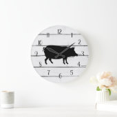 Black Pig Shiplap Farmhouse Decor Große Wanduhr (Zuhause)