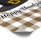 Black Pilgrim Hat auf Brown Kariert - Erntedank Poster (Ecke)