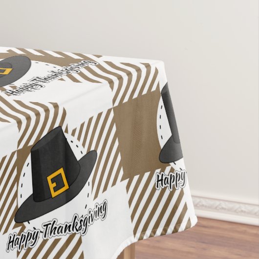 Black Pilgrim Hat auf Brown Kariert - Erntedank Tischdecke (Beispiel)