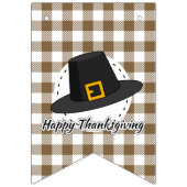 Black Pilgrim Hat auf Brown Kariert - Erntedank Wimpelkette (Erste Fahne)