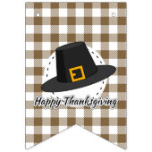 Black Pilgrim Hat auf Brown Kariert - Erntedank Wimpelkette (Dritte Fahne)