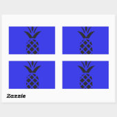 Black Pine Apple in Blue Rechteckiger Aufkleber (Blatt)