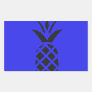 Black Pine Apple in Blue Rechteckiger Aufkleber