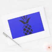 Black Pine Apple in Blue Rechteckiger Aufkleber (Umschlag)