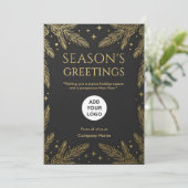 Black Pine Gold Luxury Feiertagskarte (Stehend Vorderseite)
