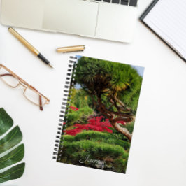 Black Pine Tree und Red Japanisches Ahorn Foto Notizblock