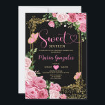Black Pink 16 . Geburtstag Gold 16. Girl Geburtsta Einladung<br><div class="desc">Black Pink 16 . Geburtstag Gold 16. Girl Geburtstagsparty Einladung Mis Quince 15 Anos,  16. Geburtstag.</div>