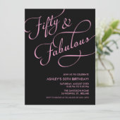 Black & Pink 50 und fabelhafte Einladungen zum Geb (Stehend Vorderseite)