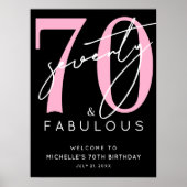 Black Pink 70. Geburtstag Willkommensschild Poster (Vorne)