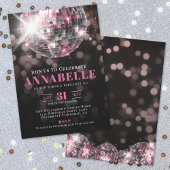 Black Pink Adult 50th Birthday Party Einladung