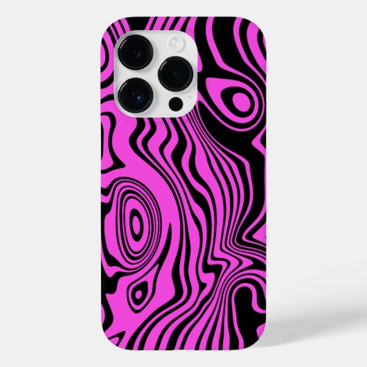Black Pink Art Waves iPhone Case - Farbe auswählen (Rückseite)